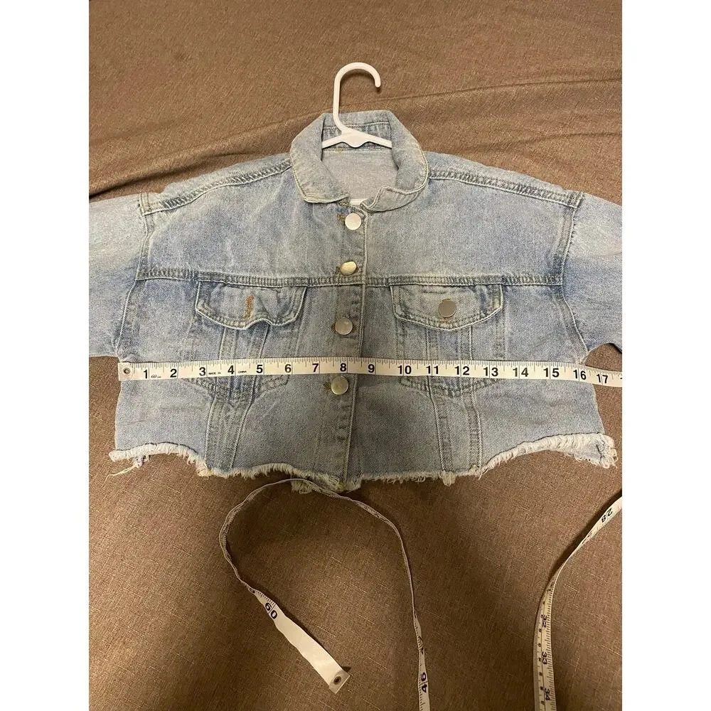 Raw Hem Light Wash Cut-Off Denim Jacket Girls